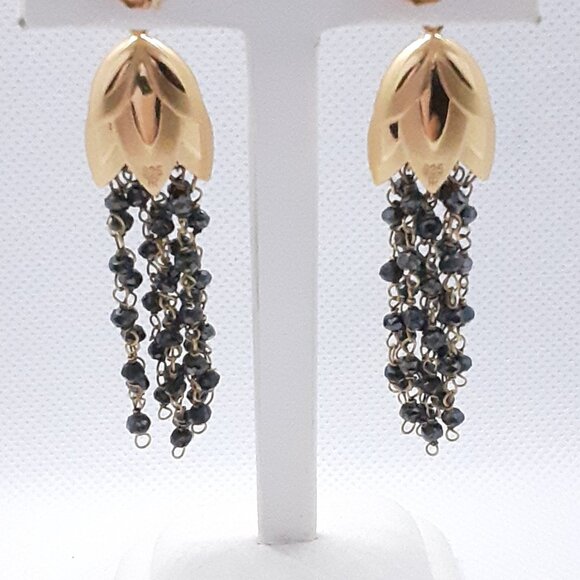 Designer Rebecca Hook yellow vermeil leaf chain post earrings - Picture 1 of 15